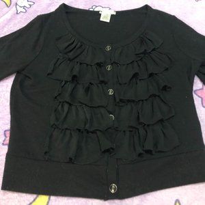 Ruffled Black Business Casual Blouse